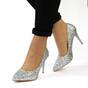 ​Pantofi stiletto de dama, decorati cu glitter argintiu 608-1-SILVER, Culoare (12): Argintiu, Marime (12): 35* - - Roveli