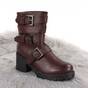 Ghete de dama imblanite, cu catarame SH379-BROWN, Culoare (12): Maro, Marime (12): 36 - - Roveli