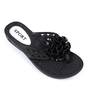 ​Papuci de dama, flip -flop , cu decor floare LB-A52-BLACK, Culoare (12): Negru, Marime (12): 39 - - Roveli
