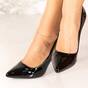Pantofi dama stiletto lacuiti din piele ecologica Negri Hoora, Culoare (12): Negru, Marime (12): 38 - - Roveli