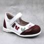 Pantofi usori , de copii , decorati cu flori , din piele naturala 1793-ALB/BORDO2, Culoare (12): Bordo, Marime (12): 27 - - Roveli