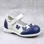 Pantofi usori , de copii , decorati cu flori , din piele naturala 1793-BLEU/ALB, Culoare (12): Alb, Bleumarin, Marime (12): 25 - - Roveli