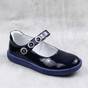 Pantofi usori , de copii , din lac sintetic , cu bareta cu flori  1527-BLEUMARIN1, Culoare (12): Bleumarin, Marime (12): 31 - - Roveli