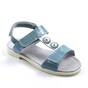 Sandale din piele naturala , lacuita , pentru fetite , decorate cu flori  7202-BLEU/ALB, Culoare (12): Alb, Bleu, Marime (12): 33 - - Roveli