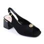 ​Sandale elegante de dama , cu toc mediu , patrat si accesoriu auriu SS-LE108-BLACK, Culoare (12): Negru, Marime (12): 36 - - Roveli