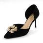 ​Pantofi eleganti de dama , decorati cu brosa aurie MOL-252-33-BLACK, Culoare (12): Negru, Marime (12): 41 - - Roveli