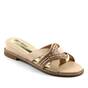 ​Papuci casual de dama , cu accesorii stralucitoare SSWD182-BEIGE, Culoare (12): BEJ/AURIU, Marime (12): 37 - - Roveli