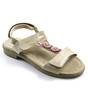 Sandale din piele naturala , lacuita , pentru fetite , decorate cu flori  7202-BEJ, Culoare (12): Bej, Marime (12): 31 - - Roveli