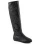 ​Cizme inalte , perforate  de dama , cu ornamente cu pietre A10011-BLACK, Culoare (12): Negru, Marime (12): 39* - - Roveli